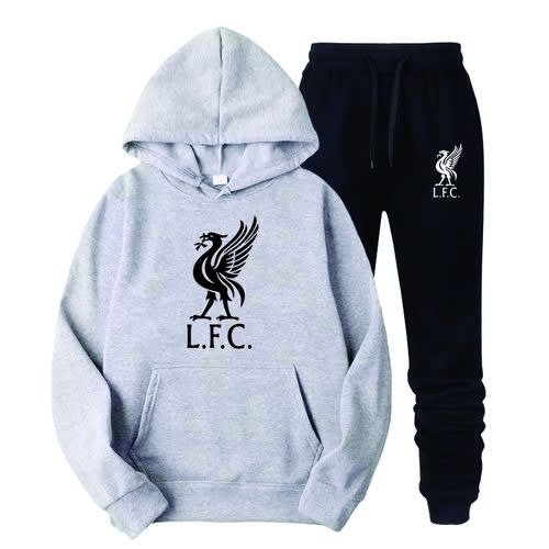 Grey Hoodie And Black Joggers With Liverpool Prints