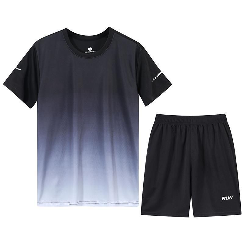 Men'S Sports Suit Thin Two-Piece T-Shirt + Shorts Grey