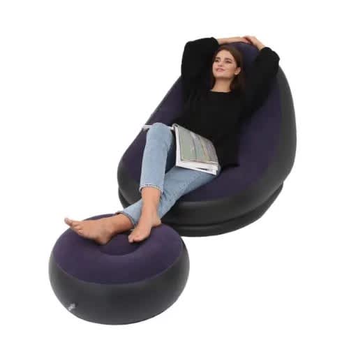 Lovely Inflatable Chair With Foot Rest - Manual Pump