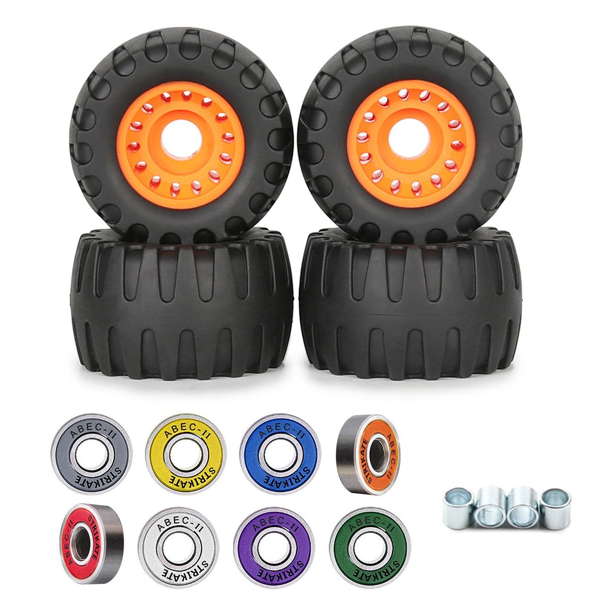 4pcs Skateboard Wheels and 8pcs Bearings High Speed Low Noise Longboard Bearings Skateboard Replacement Wheels Longboard   Wheel Set PU Cushion Wheel
