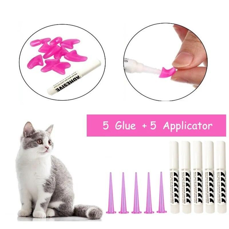 Pet Cat Dog Nail Cover Claw Cap Soft Adhesive Protector