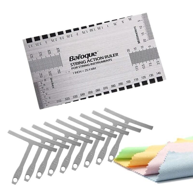 Baroque 9x Understring Radius Gauge Luthier Tools,String Action Ruler Gauge Measuring Tool for Guitar and Bass