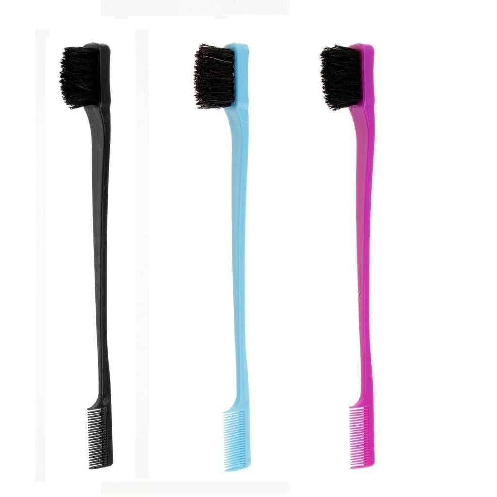 3x Double Sided Edge Hair Control Brush Travel Hairstyling Comb,