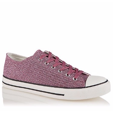 Pink Shimmering Woven Lace Up Pumps