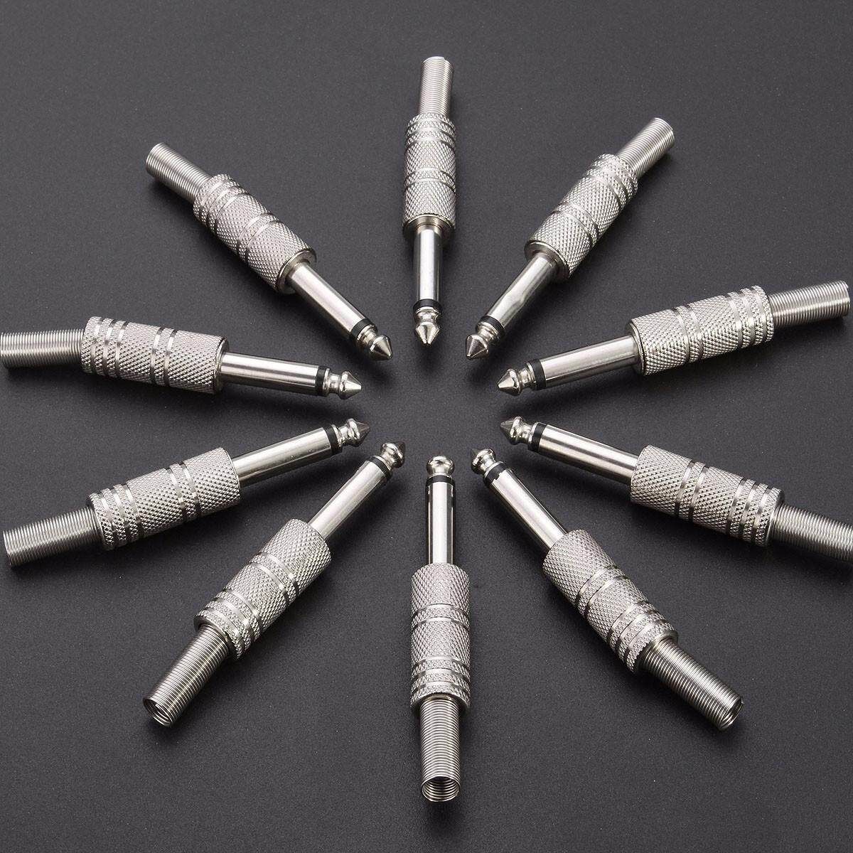 10PCS 6.35mm 1/4'' Mono TS Audio Male Speaker Guitar Cable Connector Plug JACK