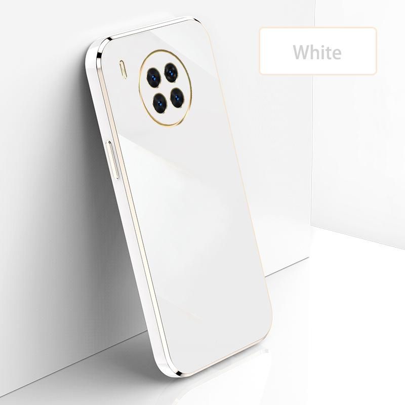 Ultra Thin Plating Phone Case for Huawei Nova 8i Honor 50 Lite Lens Protection soft Phone Back Cover-White