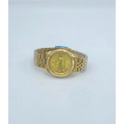 Round Stainless Steel Men's Wrist Watch Gold