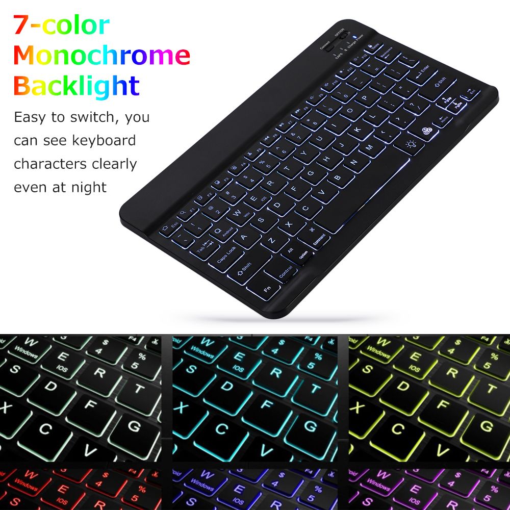 10" Wireless 7-color Light BT Keyboard Rechargeable