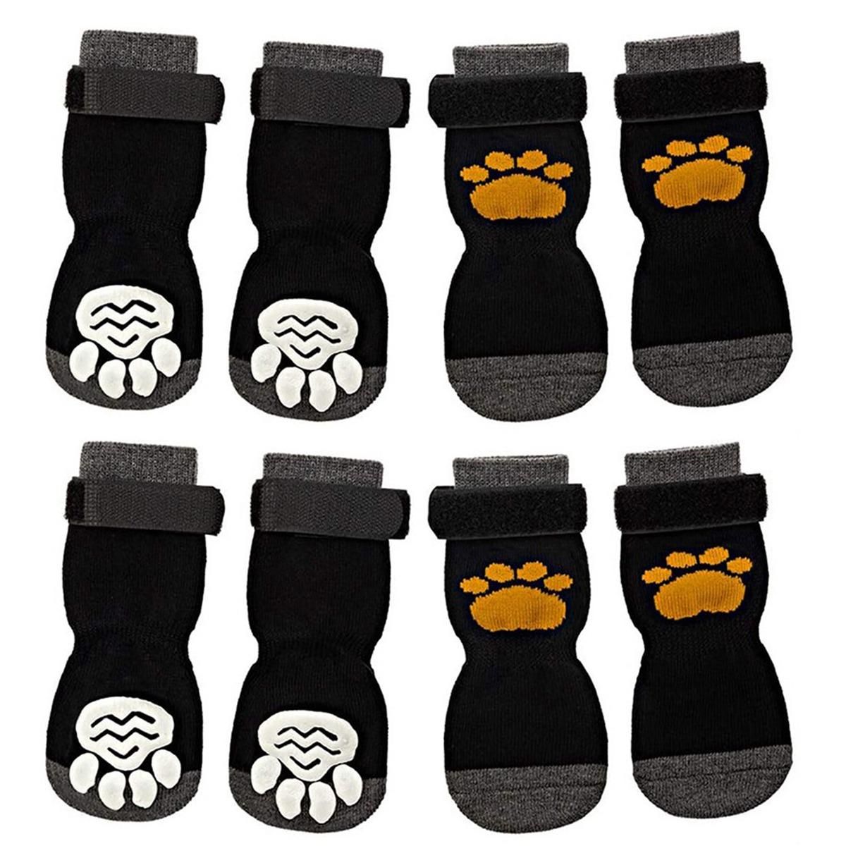 8 Pieces Anti Dog Socks Non- Dog Socks with Adjustable Strap Traction Control for Indoor on Hardwood Floor Wear
