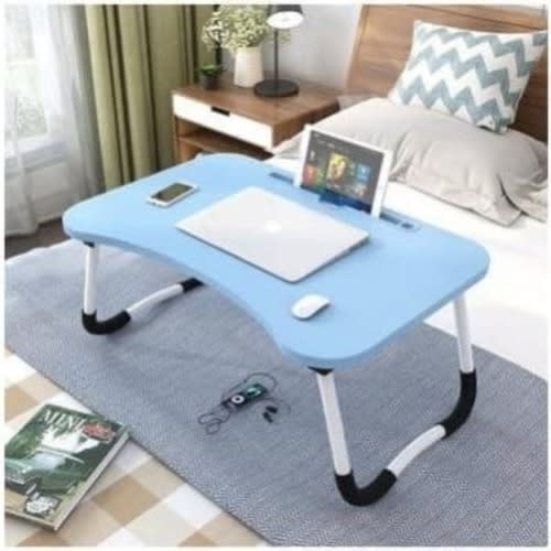 Laptop Table With Cup And Tablet Holder- Blue