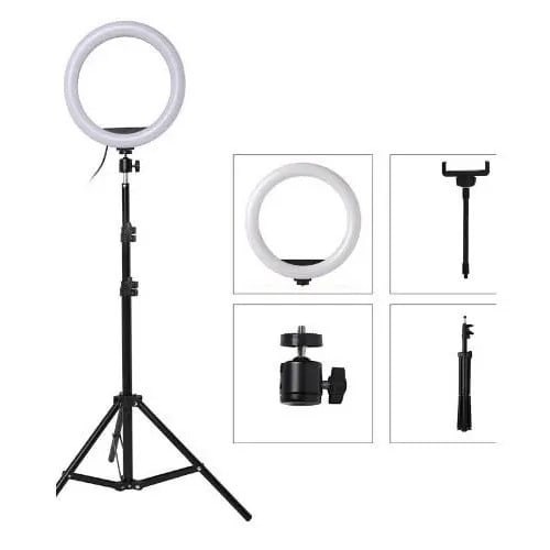 Ring Light With 3 Phone Holder And Tripod Stand - 14"