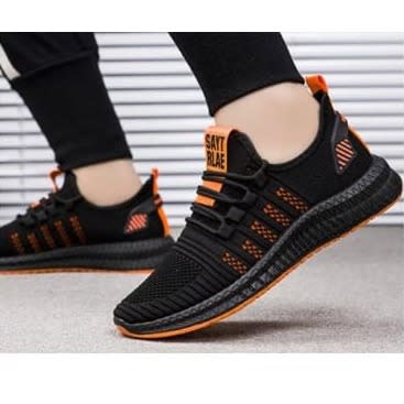 Unisex Sports Sneakers - Black And Orange
