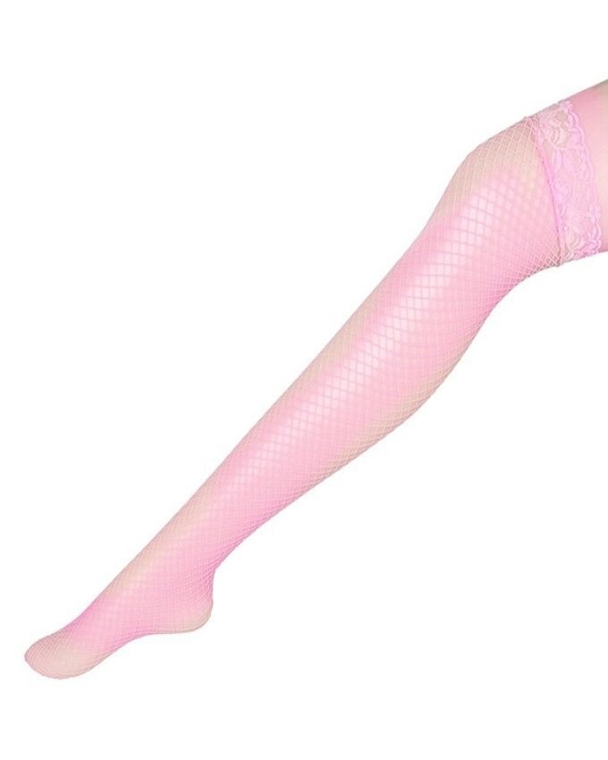 Sexy Lace Top Fishnet Mesh Thigh High Stockings