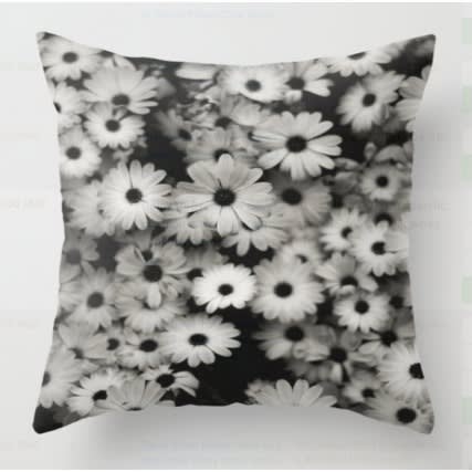 Daisy Zipped Throw Pillow Cover -black And White Sunflower45cmx45cm)-fiber Not Inclusive