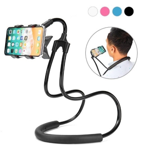 360 Degree Hanging Neck Lazy Mobile Phone Bracket Cell Phone Mount - Black
