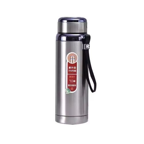 Thermal Hot Vacuum Water Flask - Stainless Steel - Water Bottle 1000ml Silver
