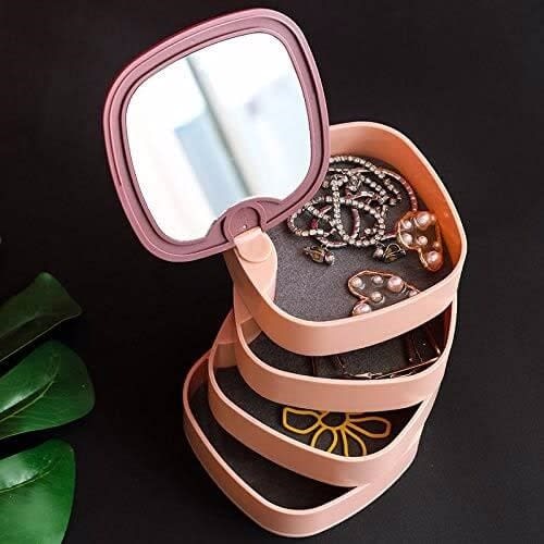 Rotating Jewelry Organizer With Mirror