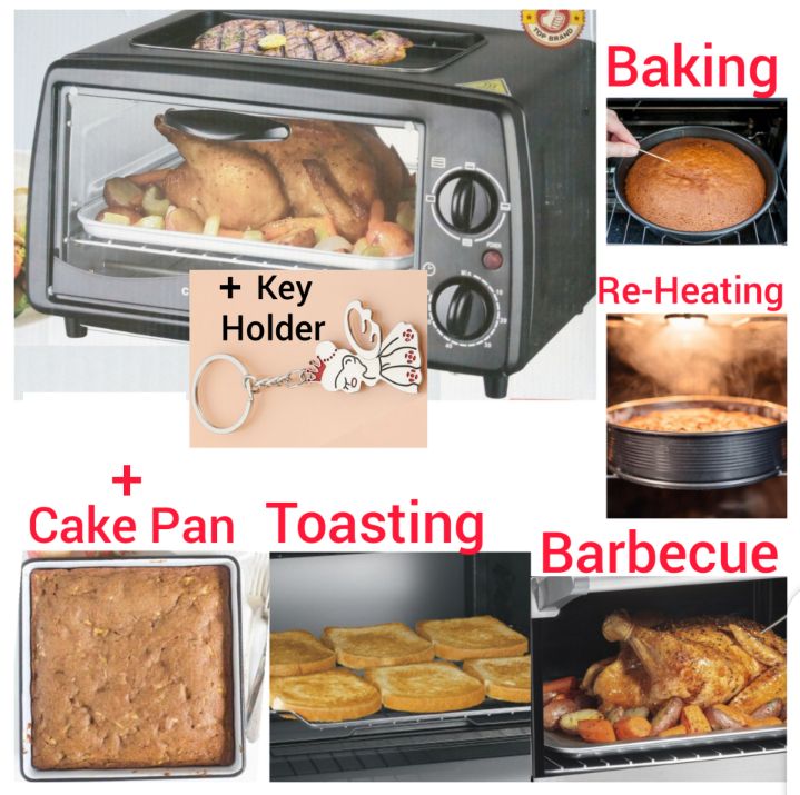 12L Toaster Bake Oven With Top Grill +Baking Pan +Key Holder