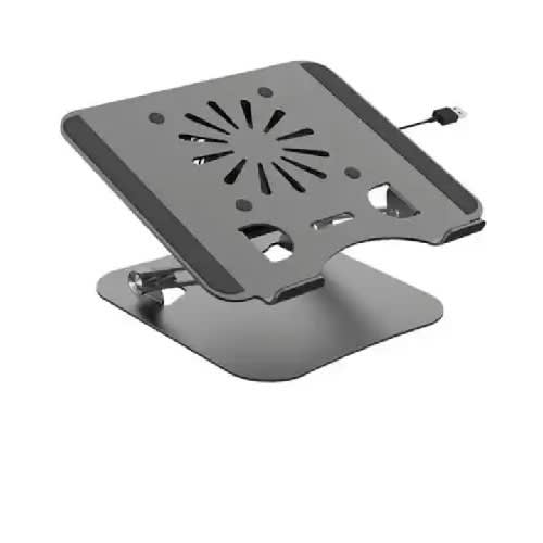 Adjustable Metallic Laptop Cooler Stand - 1 Fan