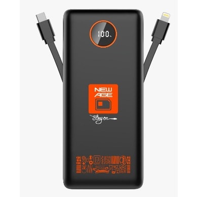 12500 Power Station Powerbank With Inbuilt - 3a Cable & Usb Type C In & Out