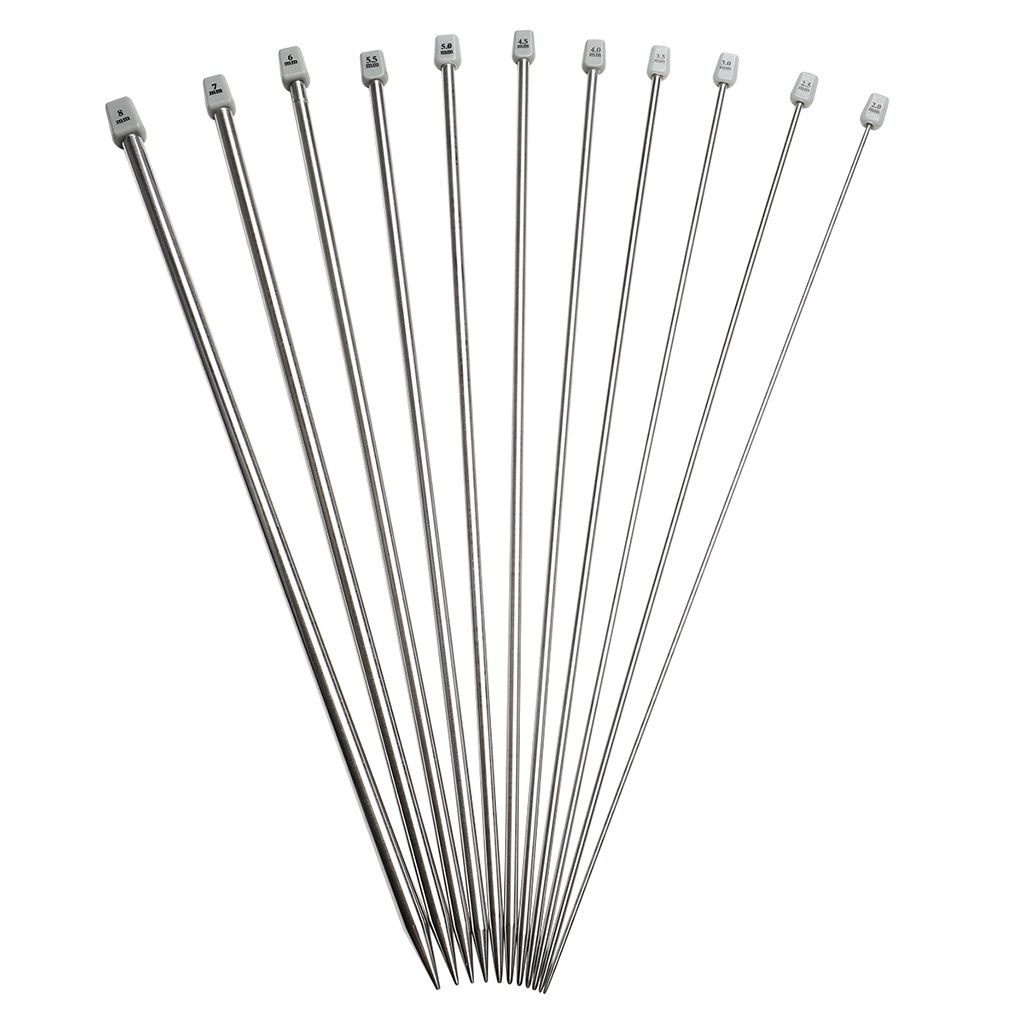22pcs/11Pairs Stainless Steel Knitting  Set 11 Size 2