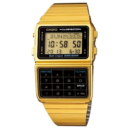 Men's 25 Memory Calculator Databank Watch - Gold Tone