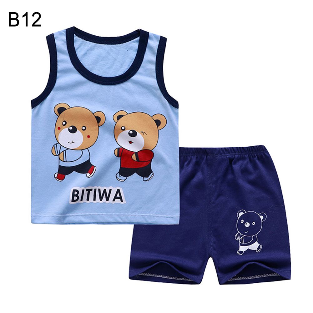 Cartoon Bear Monkey Kids Breathable Cotton O Neck-B12