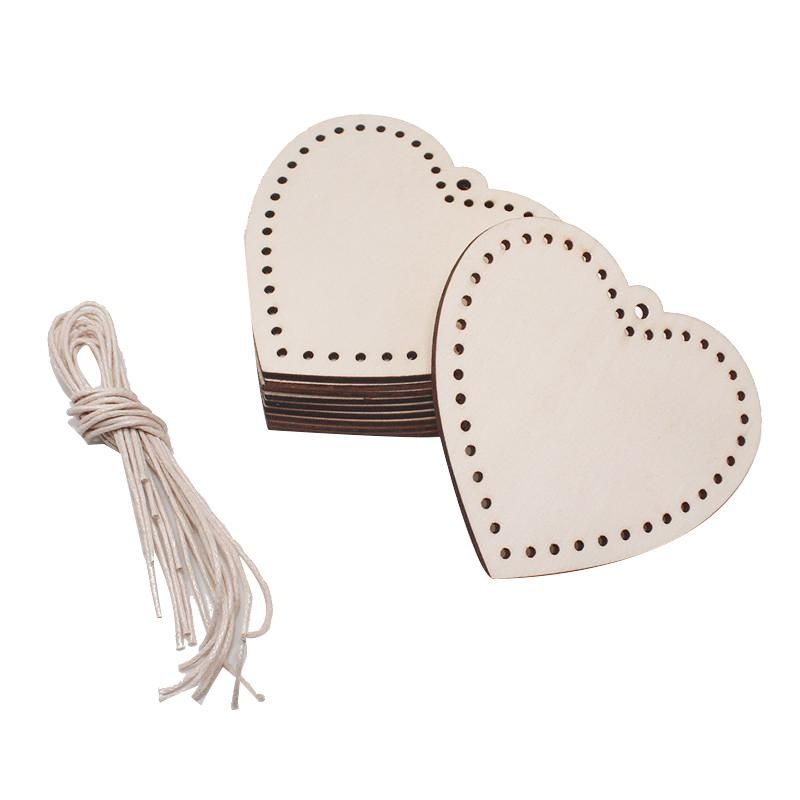 10Pcs Wooden Crafts Wood Chips Pendant Valentine's Day