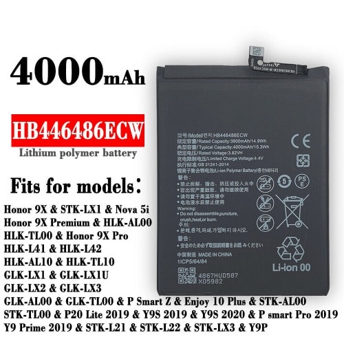 Replacement Battery For Huawei P Smart Z Honor 9x Honor 9x Pro Hb446486ecw