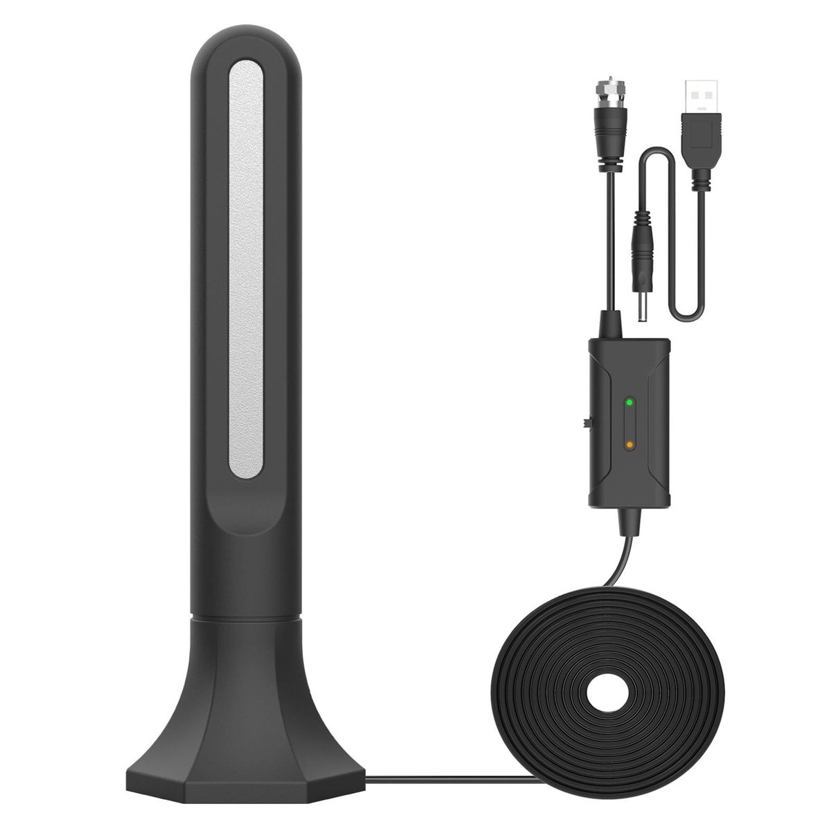 25dB Indoor HDTV Antenna Digital TV Aerial VHF UHF Antenna 150Miles Range with Signal Amplifier Booster F to IEC Connector