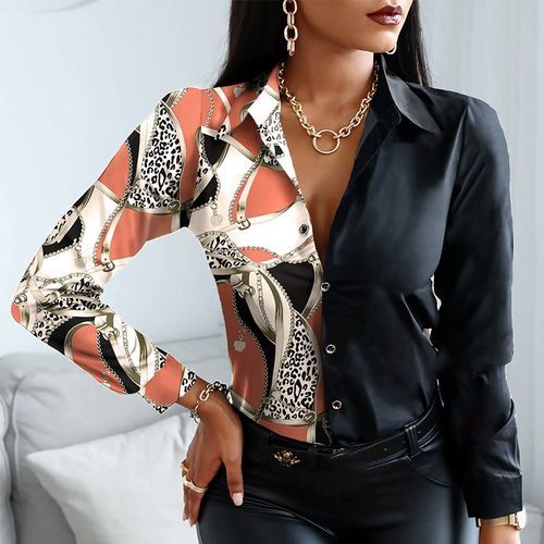 Women's Clash Printed Blouse-multi