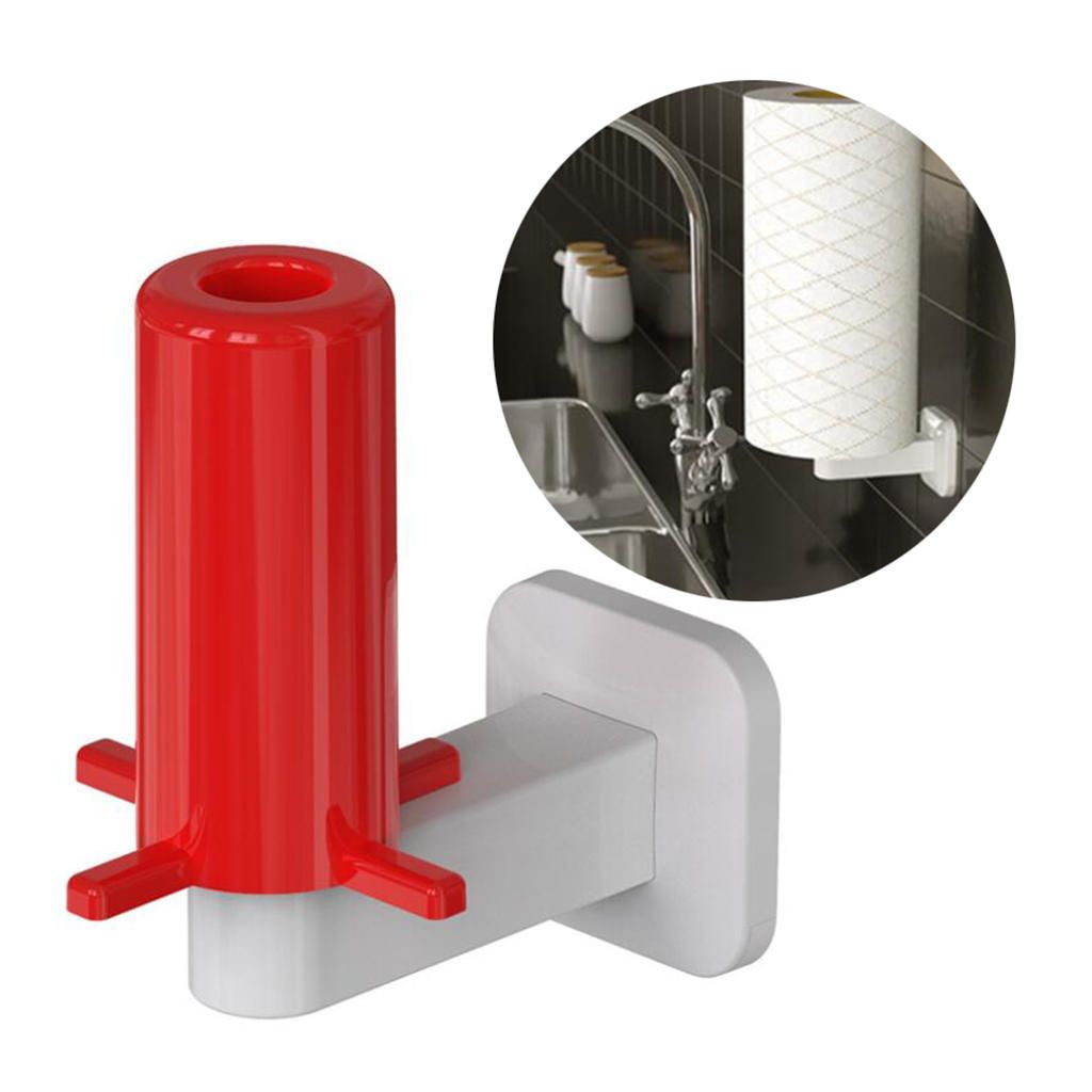 Kitchen Toilet Paper Roll Holder Wall Organizer Self White+Red