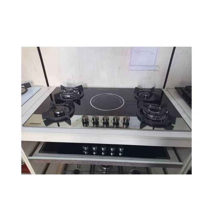 90cm 4+1 Gas And Induction Ceramic Built-in Cookertop Hob