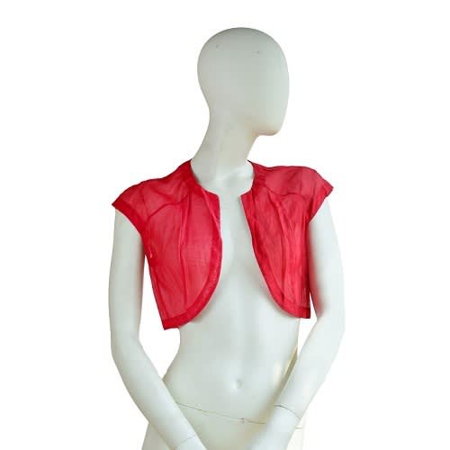 Women Red Bolero Cap-sleeved Jacket