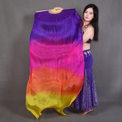 Silk Hand Belly Dancing Mano Colorful Props Gradient Foldable Abanicos De Elegant Fan Performance Color Dance Dance Fan