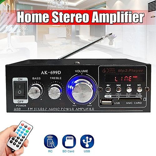 180W+180W Power 2 Channel USB Black Car Audio Amplifier HiFi Amp With Remote