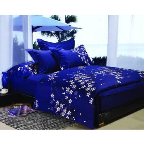 Blue Duvet + Bedsheets + 4 Pillowcases-Blue