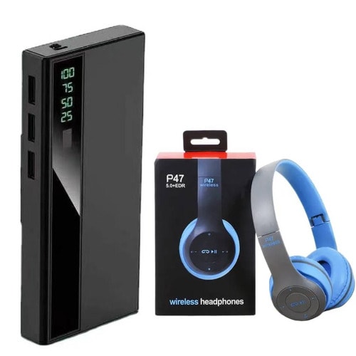 Digital Display Power Bank With FREE P47 Foldable Headset - 20000mAh