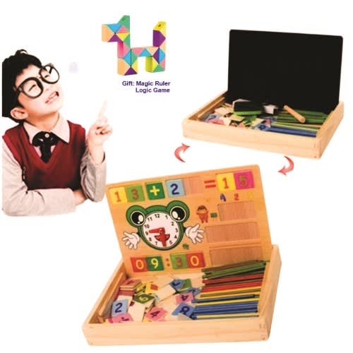 Montessori Wooden Math Learning Set: Counting Sticks, Numbers, Clock, Kids Education Toy