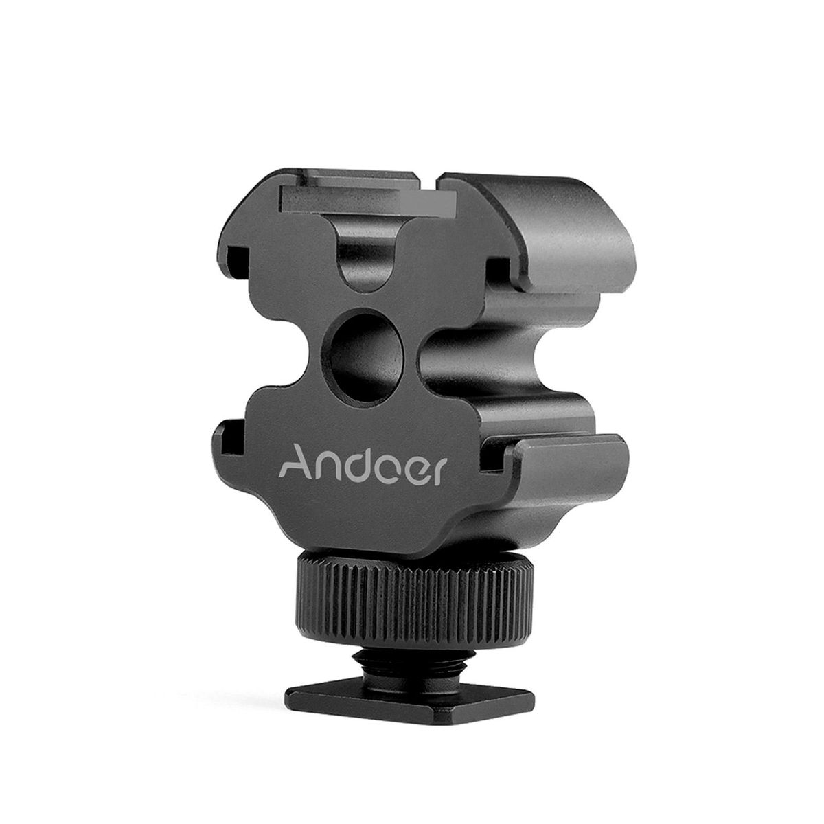 Andoer Portable Aluminum Alloy One-to-Three Cold Shoe Stand Triple Cold Shoe Mount Extension Bracket for Tripod DSLR ILDC Camera Microphone Video Light Monitor Magic Arm