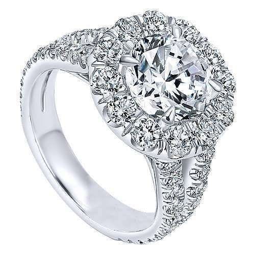 Silver Diamond Engagement/wedding Ring With Box