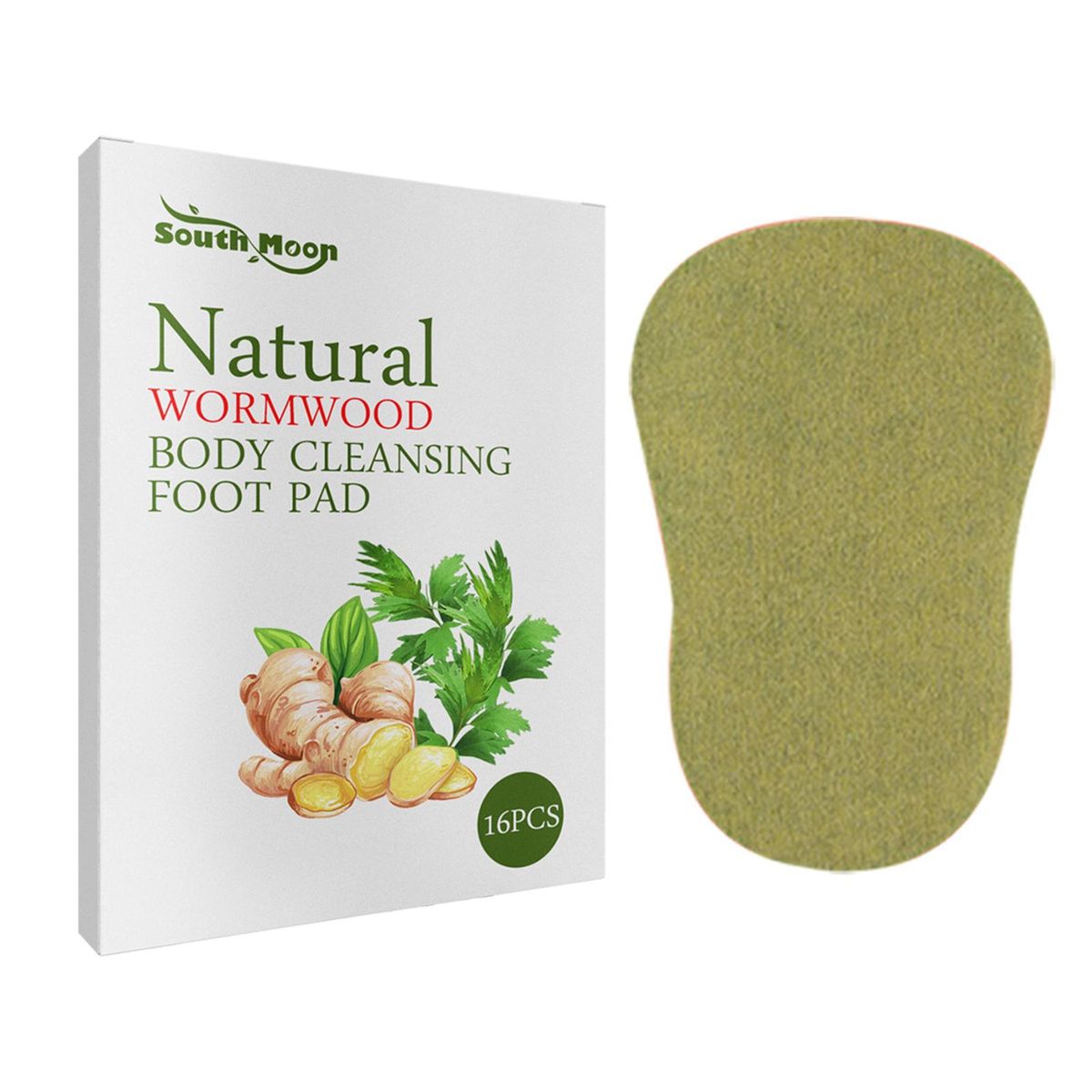 South Moon 16Pcs Natural Wormwood Body Cleansing Foot Pads Reduce Fatigue Increase Metabolism Improve Blood Circulation