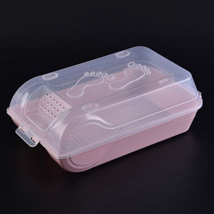 Transparent Storage Shoe Box Plasti   Ple Drawer Shoes Dust  Over Flip Thi K-Pink
