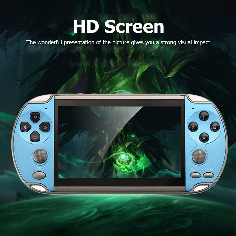 X7 Handheld Game Player 4.3 Inch LCD Display 8GB Double-rocker 3000 Classic Game Retro Mini Pocket Game Console MP5 Video Player（Blue)