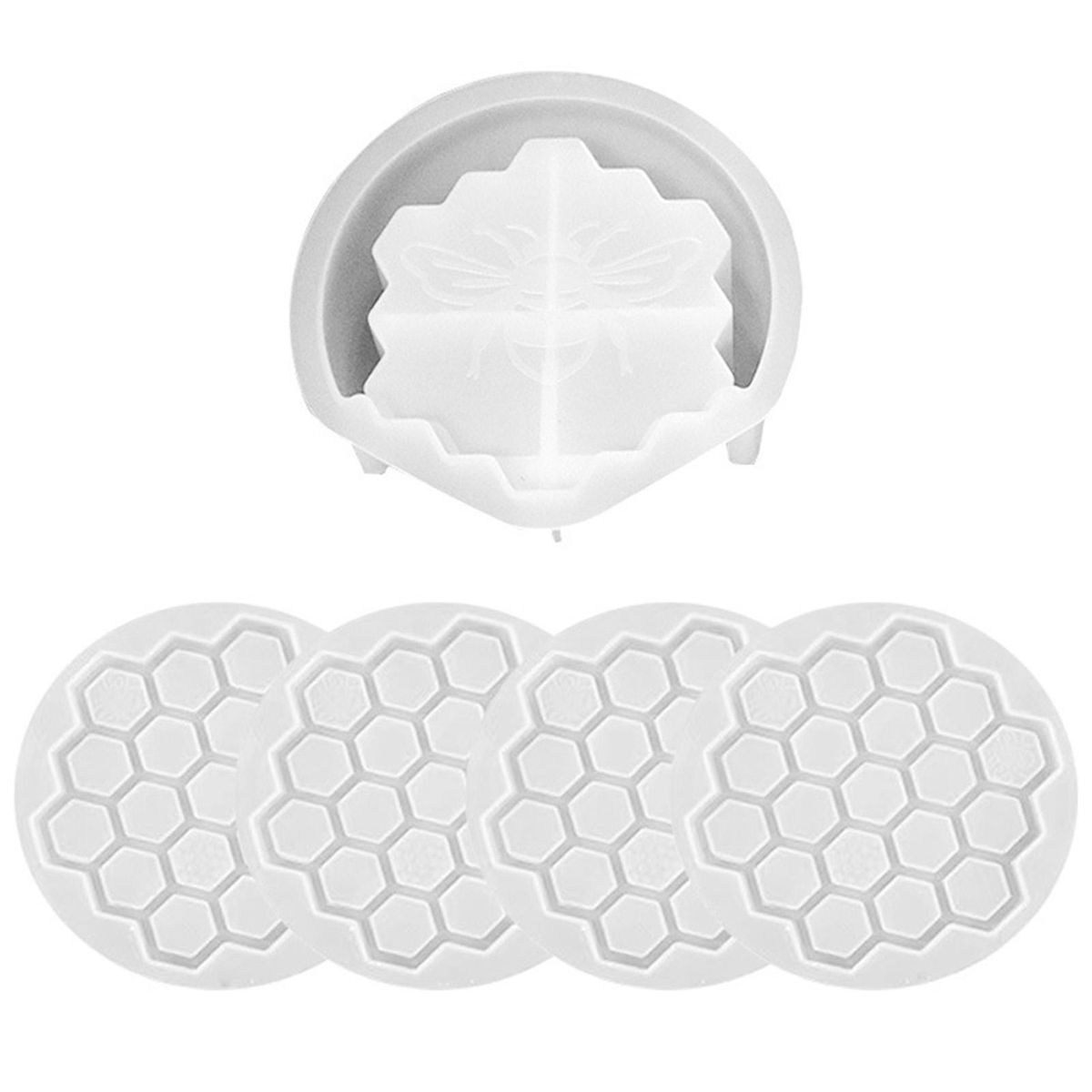 1 Set Coaster Silicone Mold Bee Honeycomb Resin Coaster Molds Set Transparent