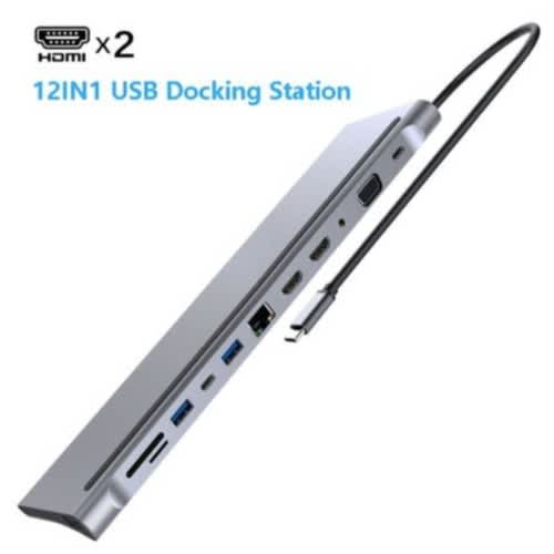 12 Ports Mst Dual Hdmi Hub Usb C Hdtv Multifunctional Adapter