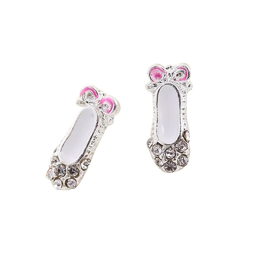 Party Shiny Rhinestone Inlaid Bowknot Ballet Shoes-Silver