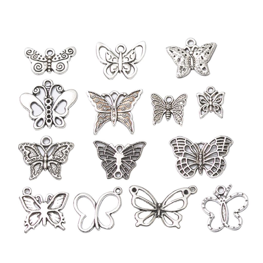 14pcs Butterfly Charms Pendants For DIY Necklace Bracelet Jewelry