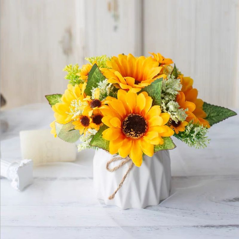 Artificial  Sunflower In Pot For Indoor Home Office Desktop
