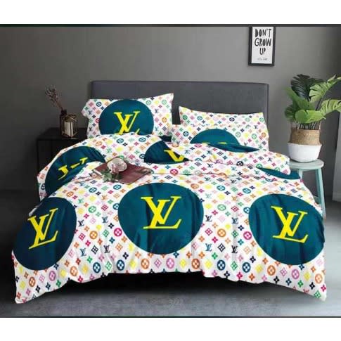 LV-Inspired Bedsheet With Pillowcases